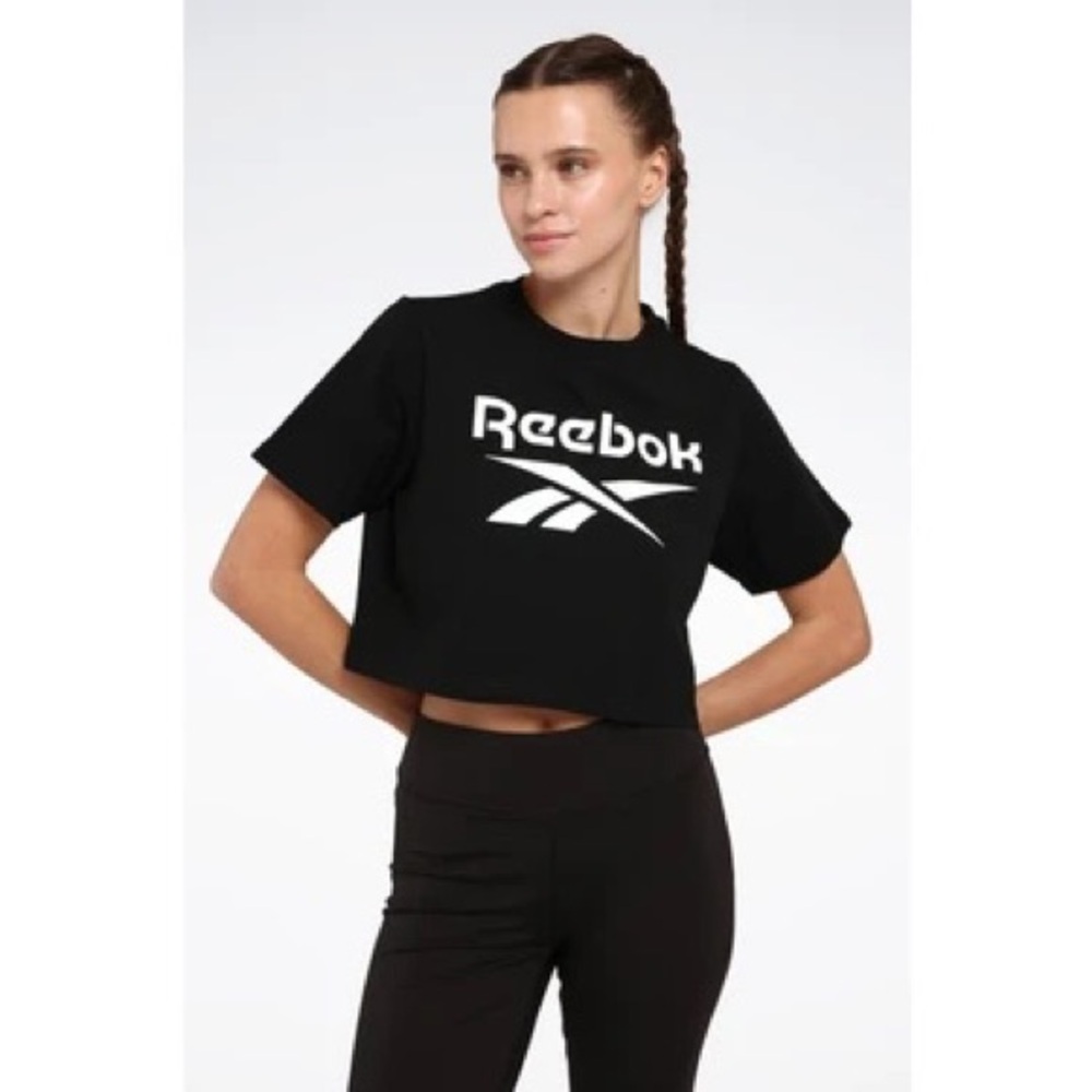Reebok Black and White Logo Crop Top